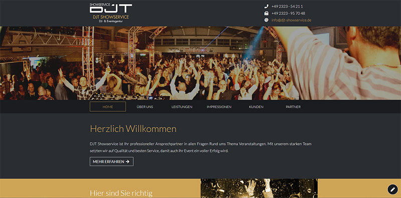 Bild von der Webseite von DJT Showservice Agentur für Events
